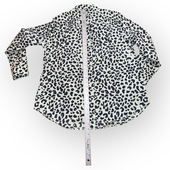 TALBOTS CLASSIC COTTON SHIRT - GRAPHIC CHEETAH Willow Green/Navy Plus 1X - Picture 11 of 12